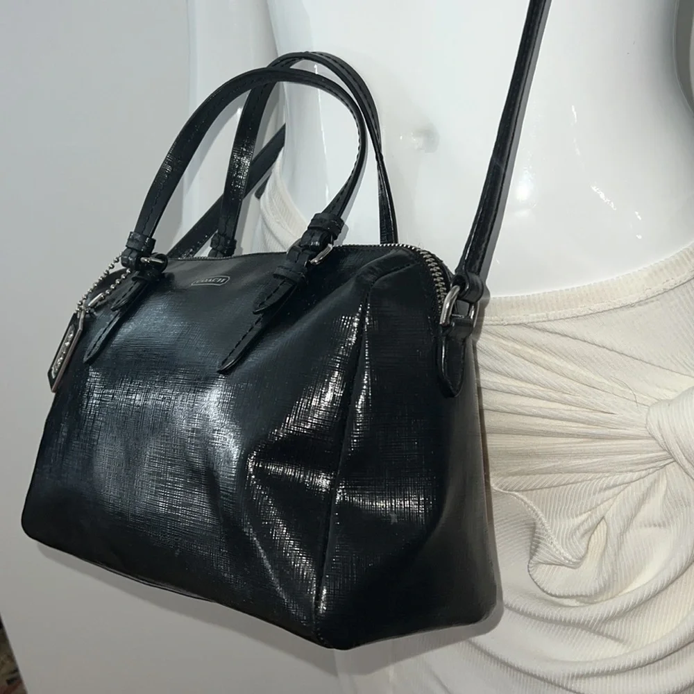 Coach Peyton Bennett Patent Crosshatch Leather Mini Shoulder Crossbody Bag